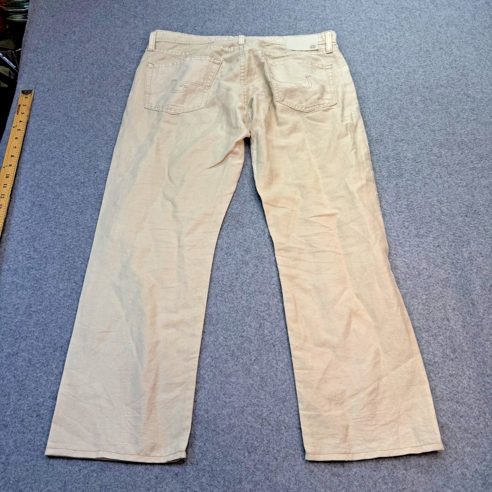 AG Adriano Goldschmied The Graduate Tailored Leg Khaki Linen Cotton Pants 36x28 - Picture 8 of 12